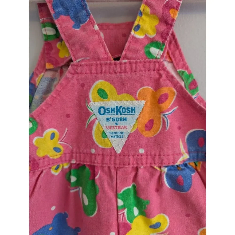 Vintage Made in USA OshKosh B'Gosh Butterfly Bubble Romper Overalls 6-9 Month